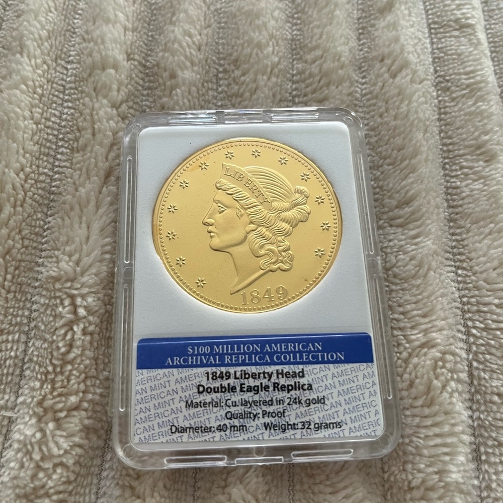 1849 Liberty Head Double Eagle Replica-Proof Ltd Edition of 9999 24K Gold Plated
